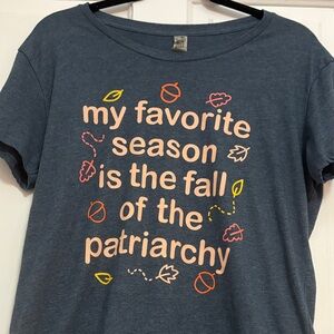 Women's Short Sleeve Tee - Blue with Pink Text